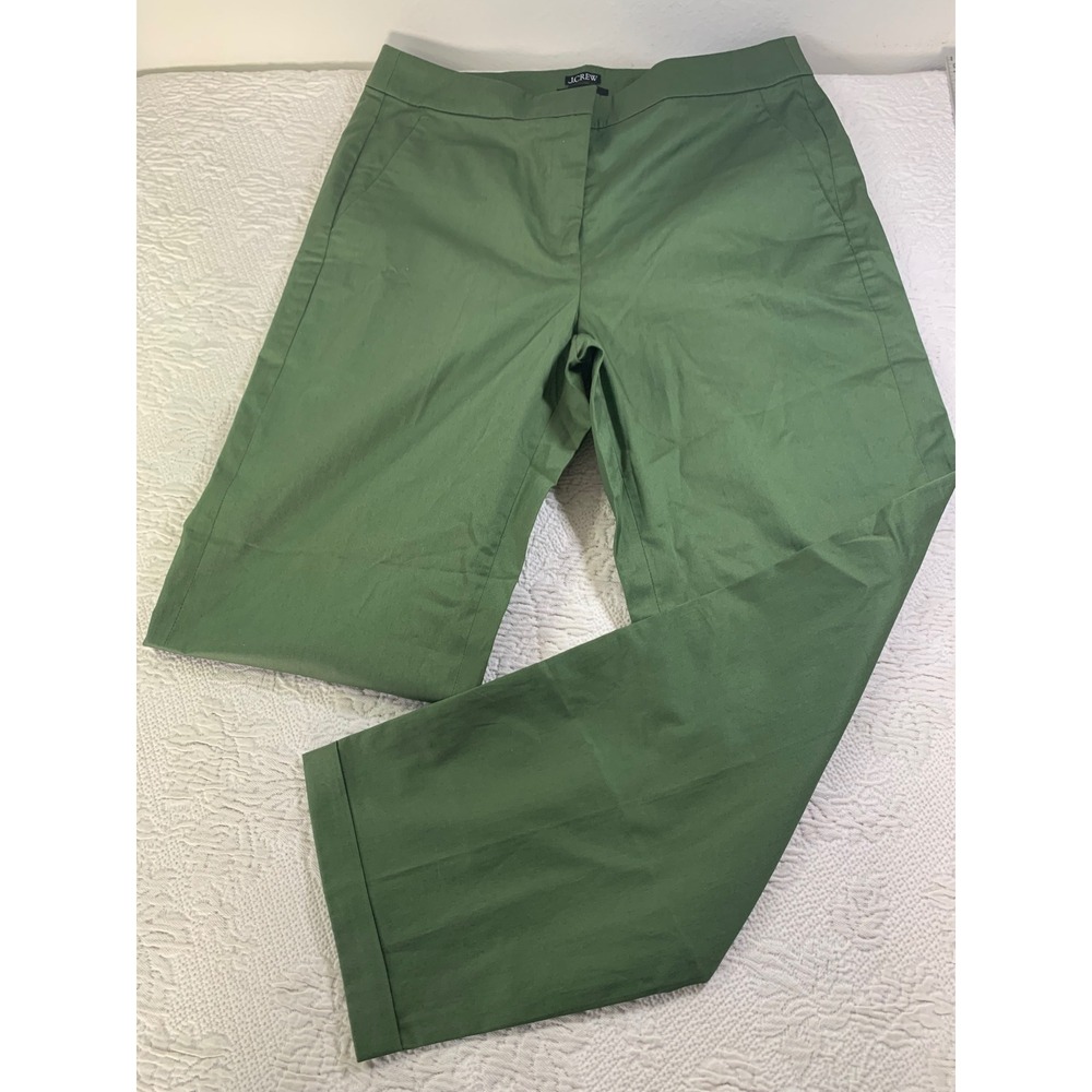 J.Crew Kate Straight Leg Pants Womens 8 Olive Green BP374 Cotton Blend Trousers